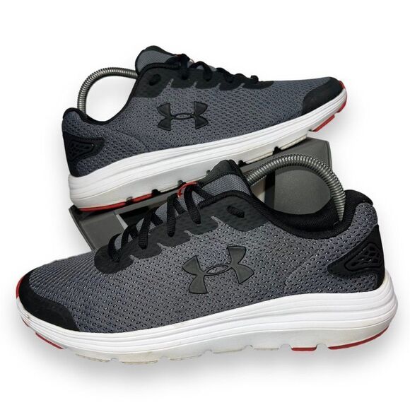 Under Armour UA Surge 2 Athletic Shoes Grey / Black / Red 3022595-100 Men's 8.5